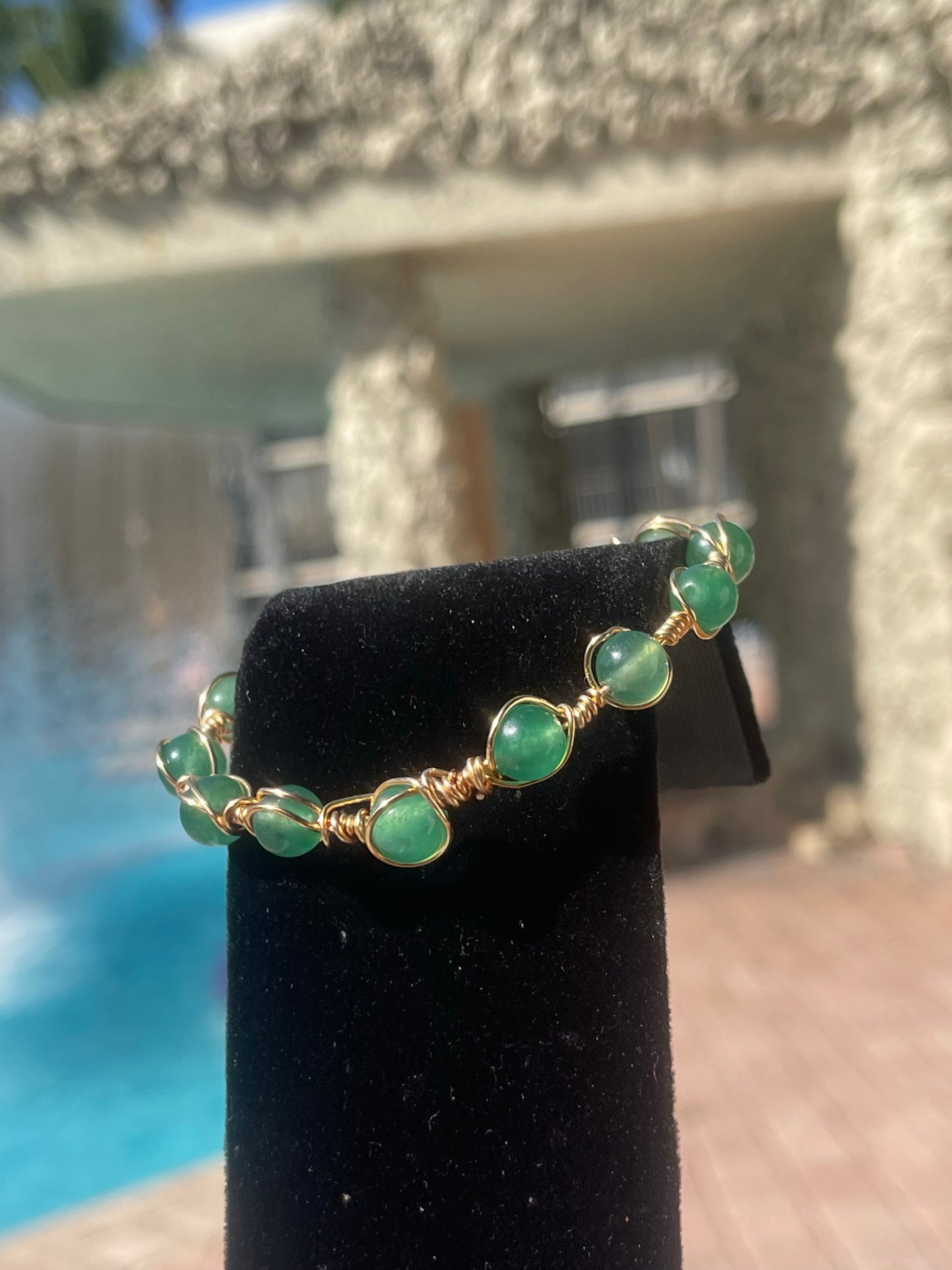 Pulsera de cuentas de cobre y aventurina