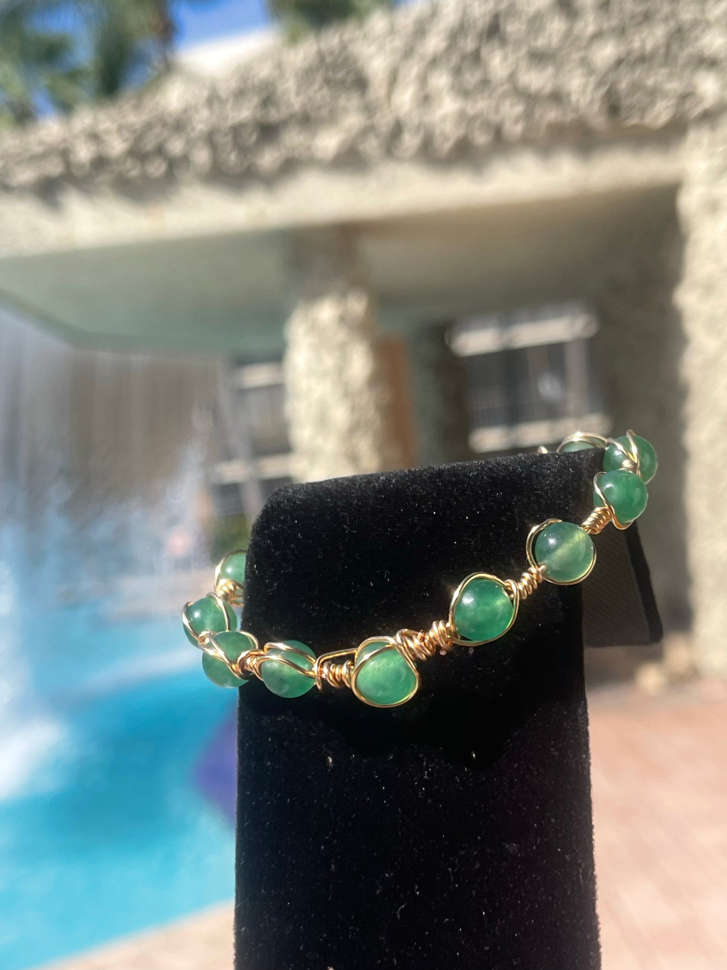 Pulsera de cuentas de cobre y aventurina