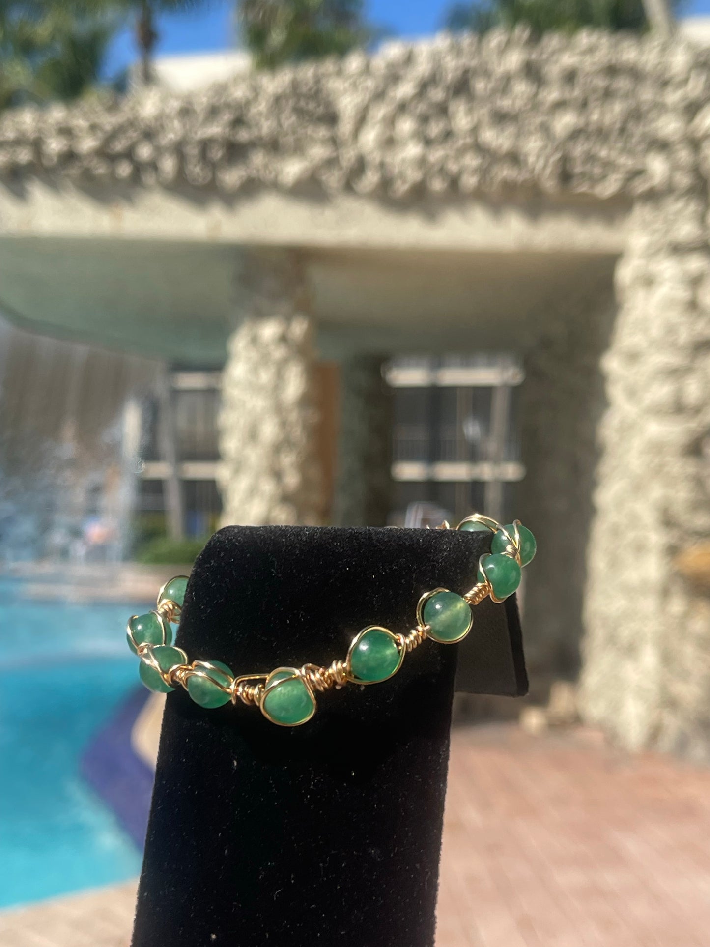 Pulsera de cuentas de cobre y aventurina