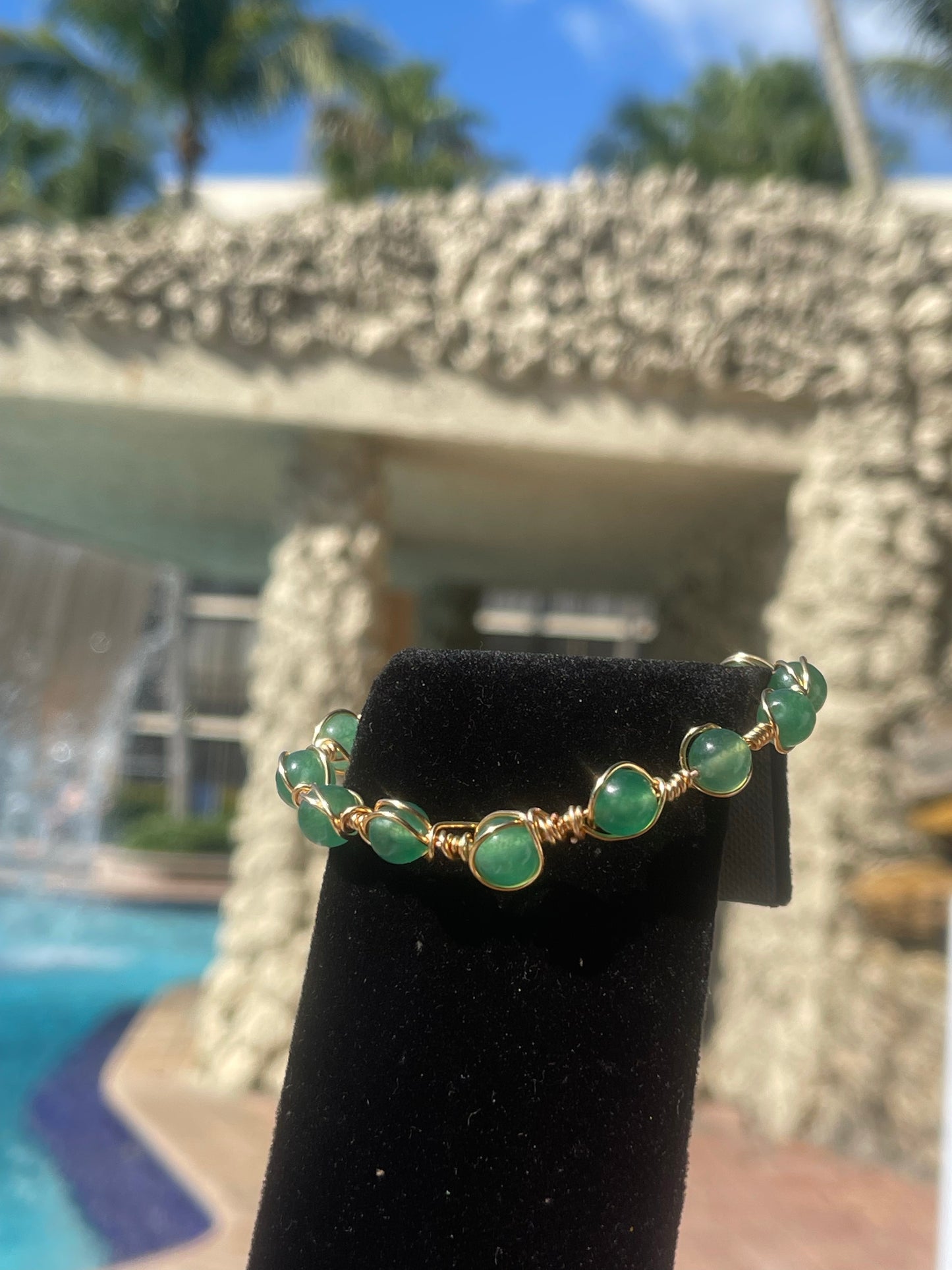 Pulsera de cuentas de cobre y aventurina