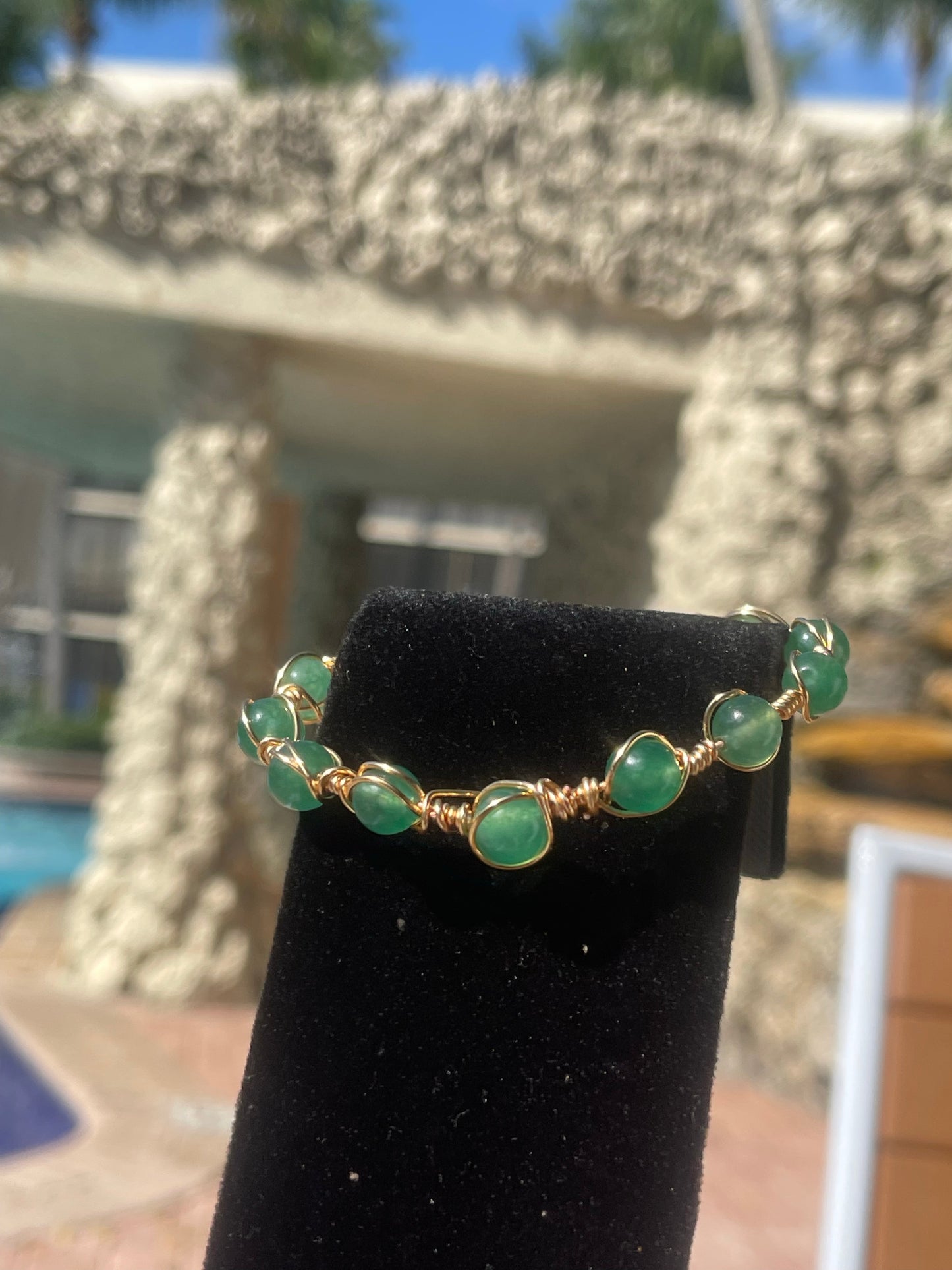 Pulsera de cuentas de cobre y aventurina