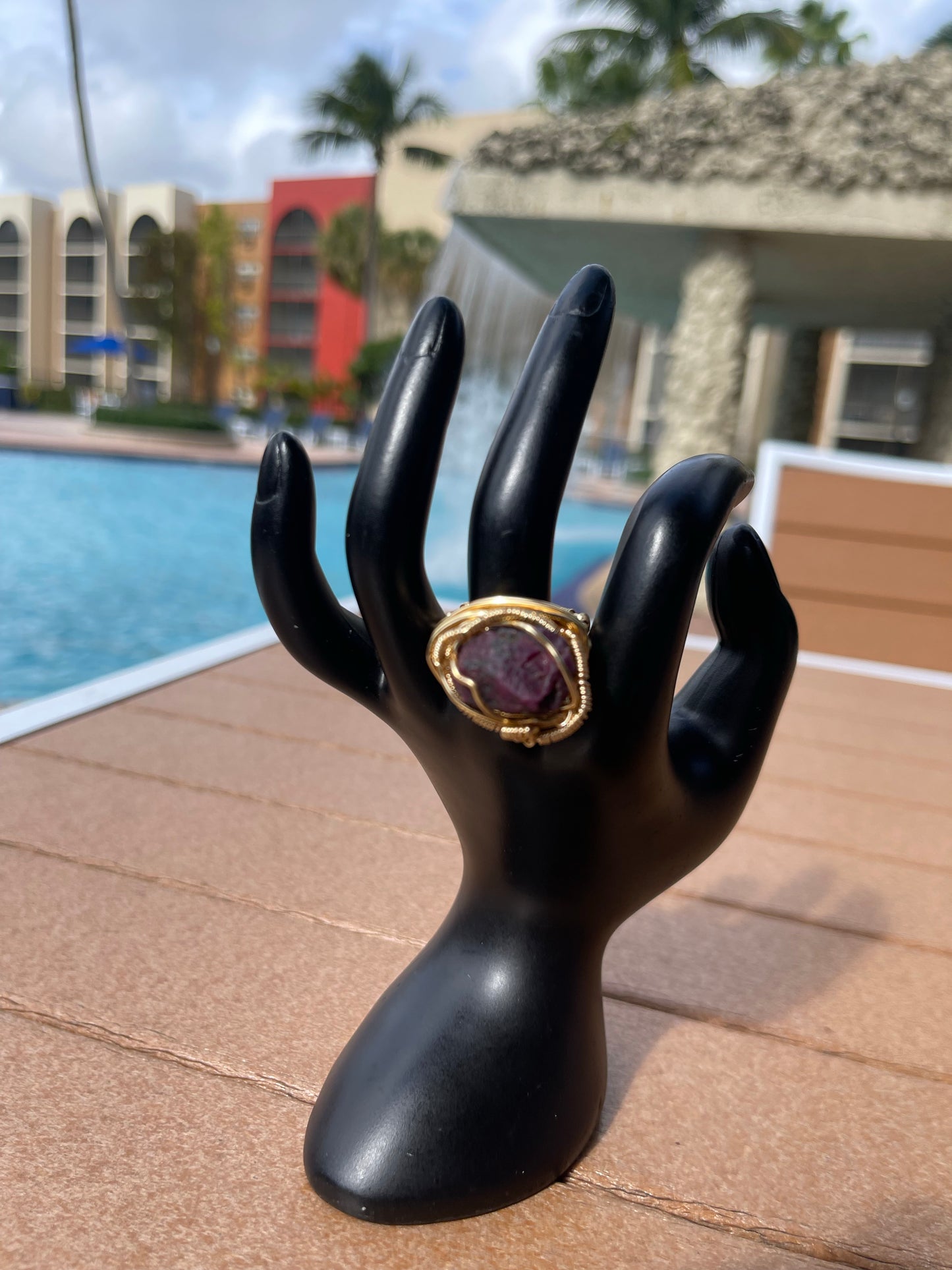 Anillo de granate talla 8/9 (se puede reducir el tamaño a pedido)