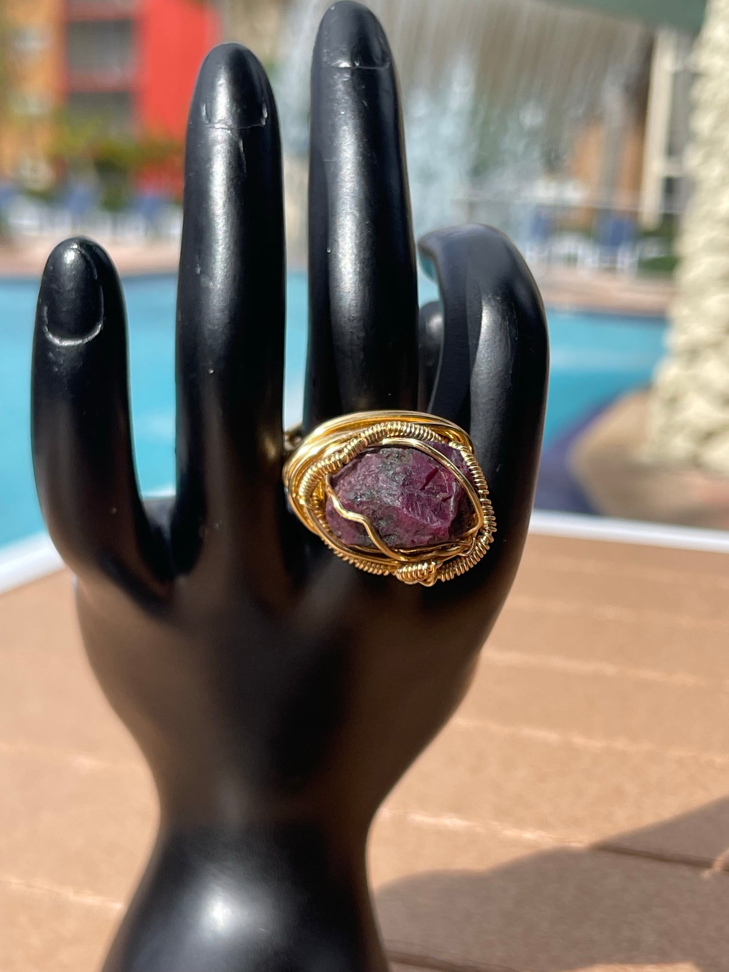Anillo de granate talla 8/9 (se puede reducir el tamaño a pedido)
