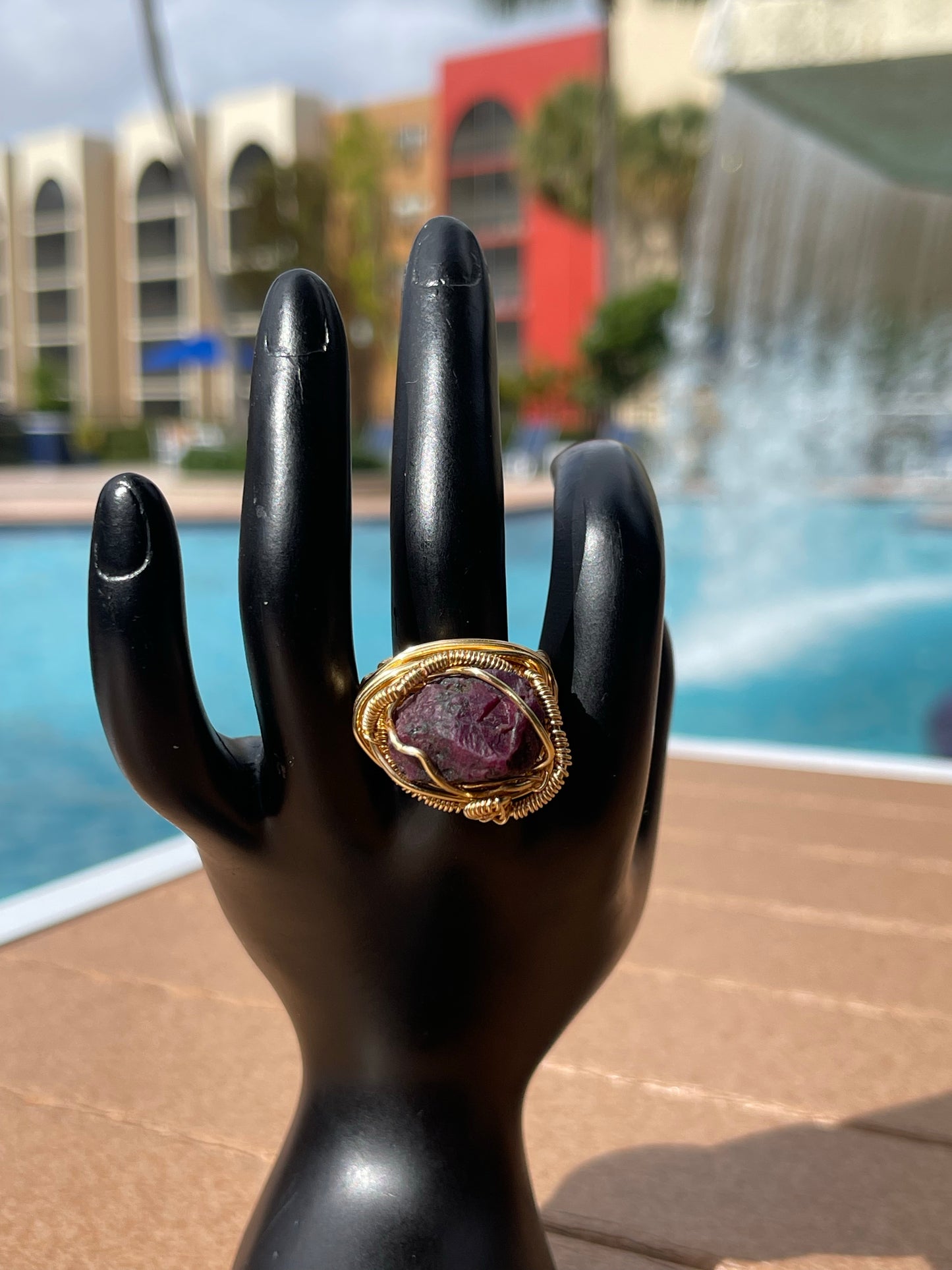 Anillo de granate talla 8/9 (se puede reducir el tamaño a pedido)