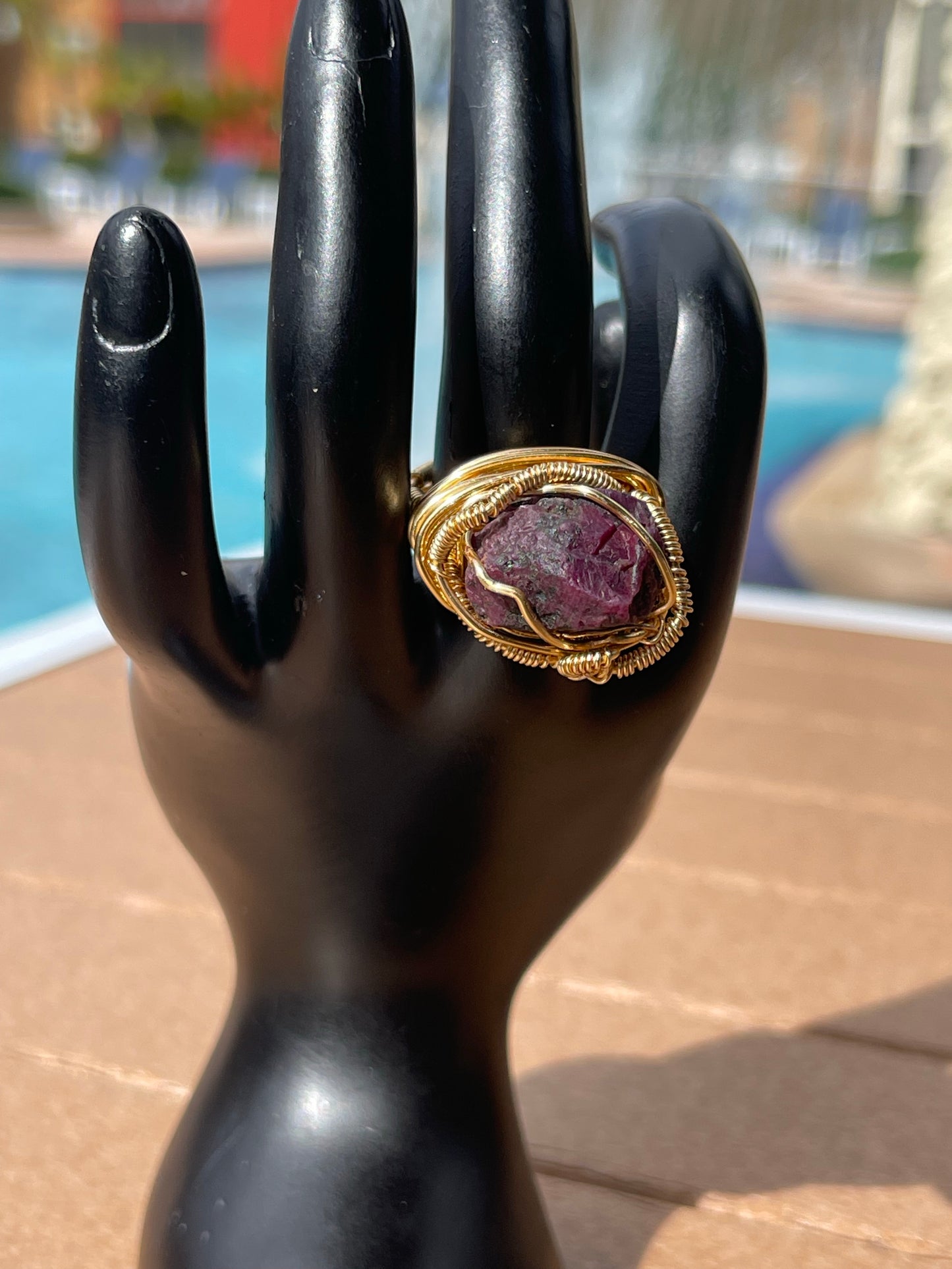 Anillo de granate talla 8/9 (se puede reducir el tamaño a pedido)