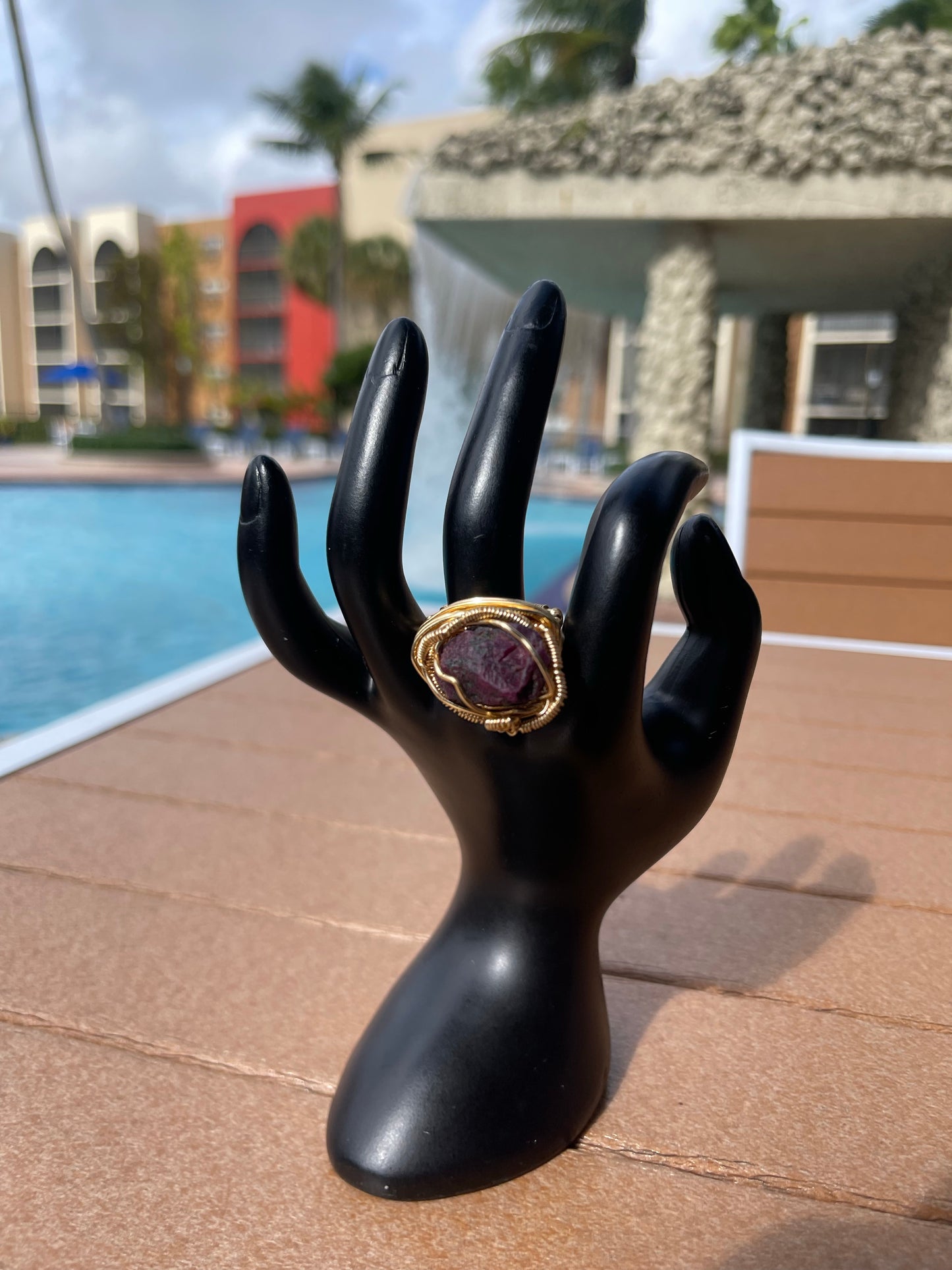 Anillo de granate talla 8/9 (se puede reducir el tamaño a pedido)