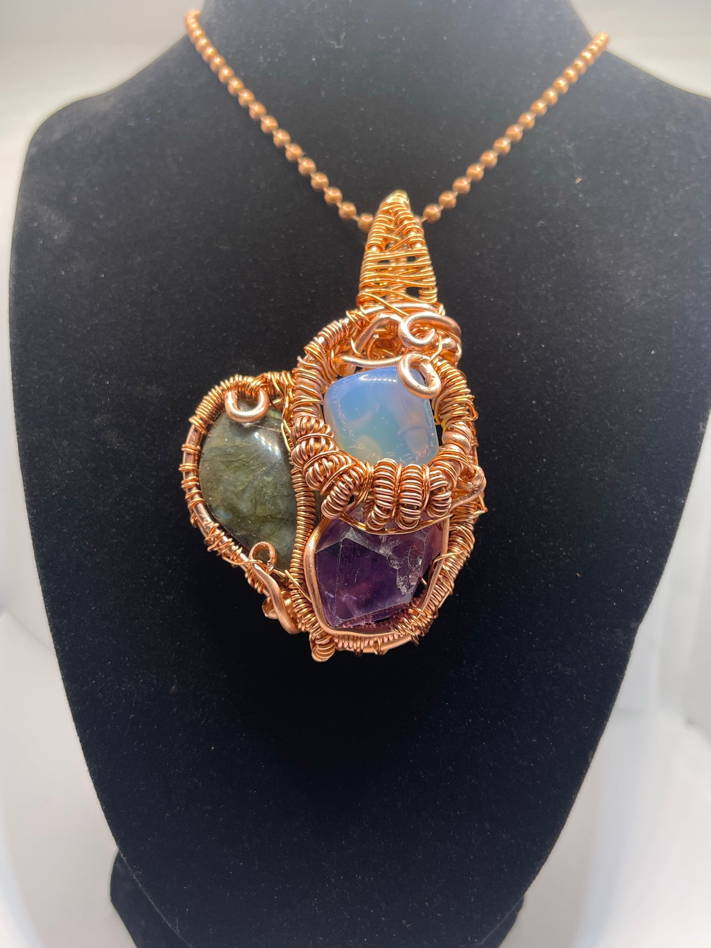 Opalite, Labradorite , Amethyst Amulet In Copper
